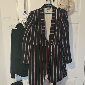 Striped Navy, Red and White Women's Blazer Dress